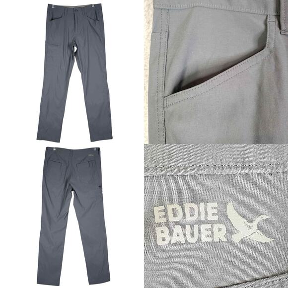 Eddie Bauer Pants Men’s Size 30x30 Gray Straight Leg Flat Front Nylon Hike - Picture 1 of 8